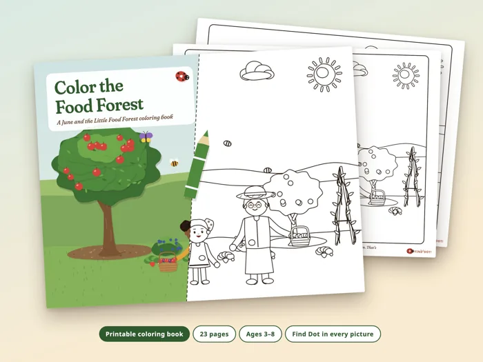 Color the Food Forest, printable preview