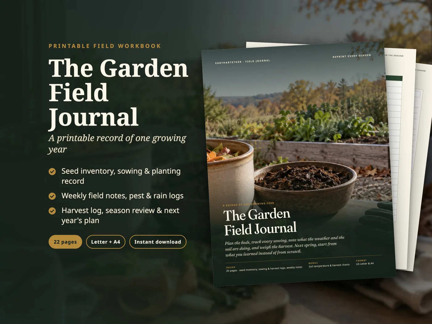 Garden Journal: cover and pages