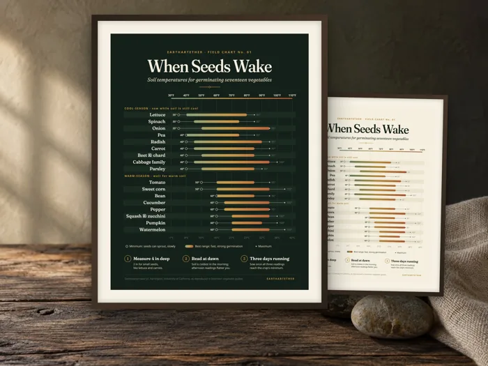 Seed Starting Soil Temperature Chart, printable preview